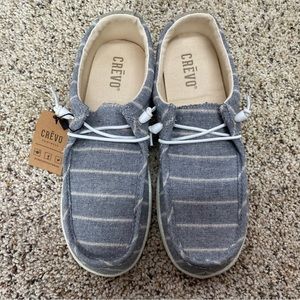Crevo Womens size 7 slip on shoes gray striped memory foam new with tags